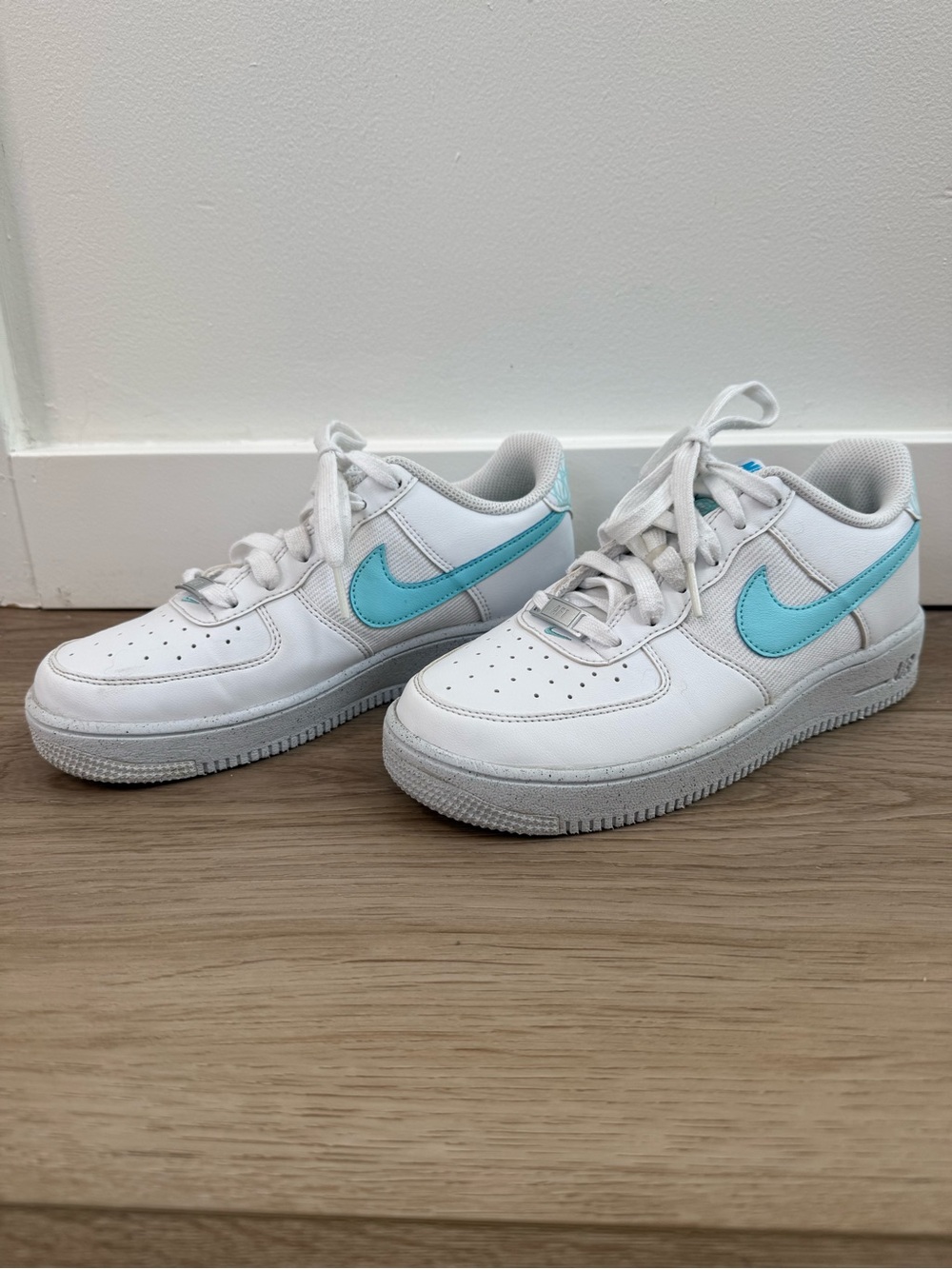 Nike Air Force 1 Crater Next Nature White Aqua Sneakers Youth 5Y